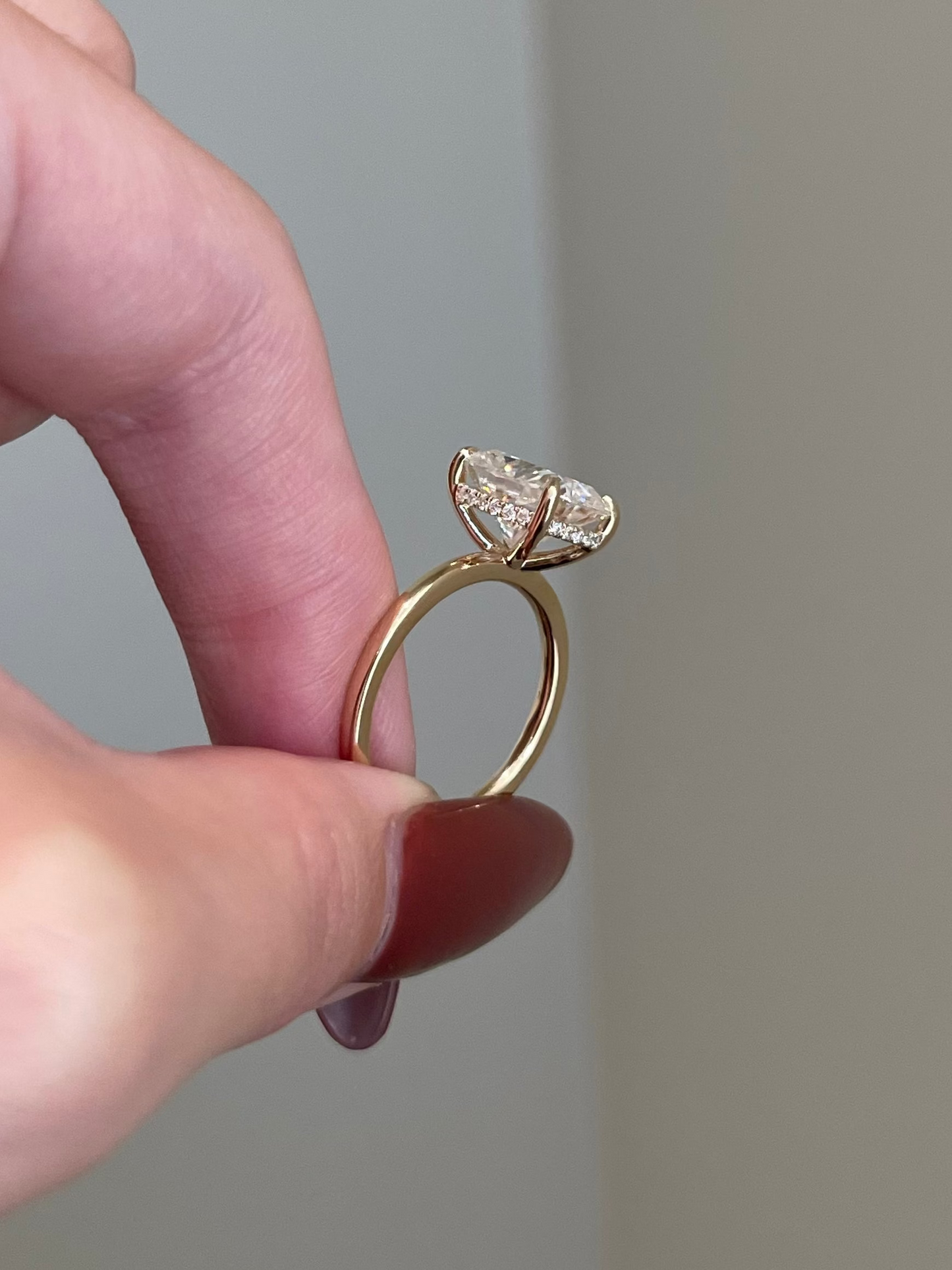 Brilliant Cushion Moissanite, Hidden Halo, Solitaire