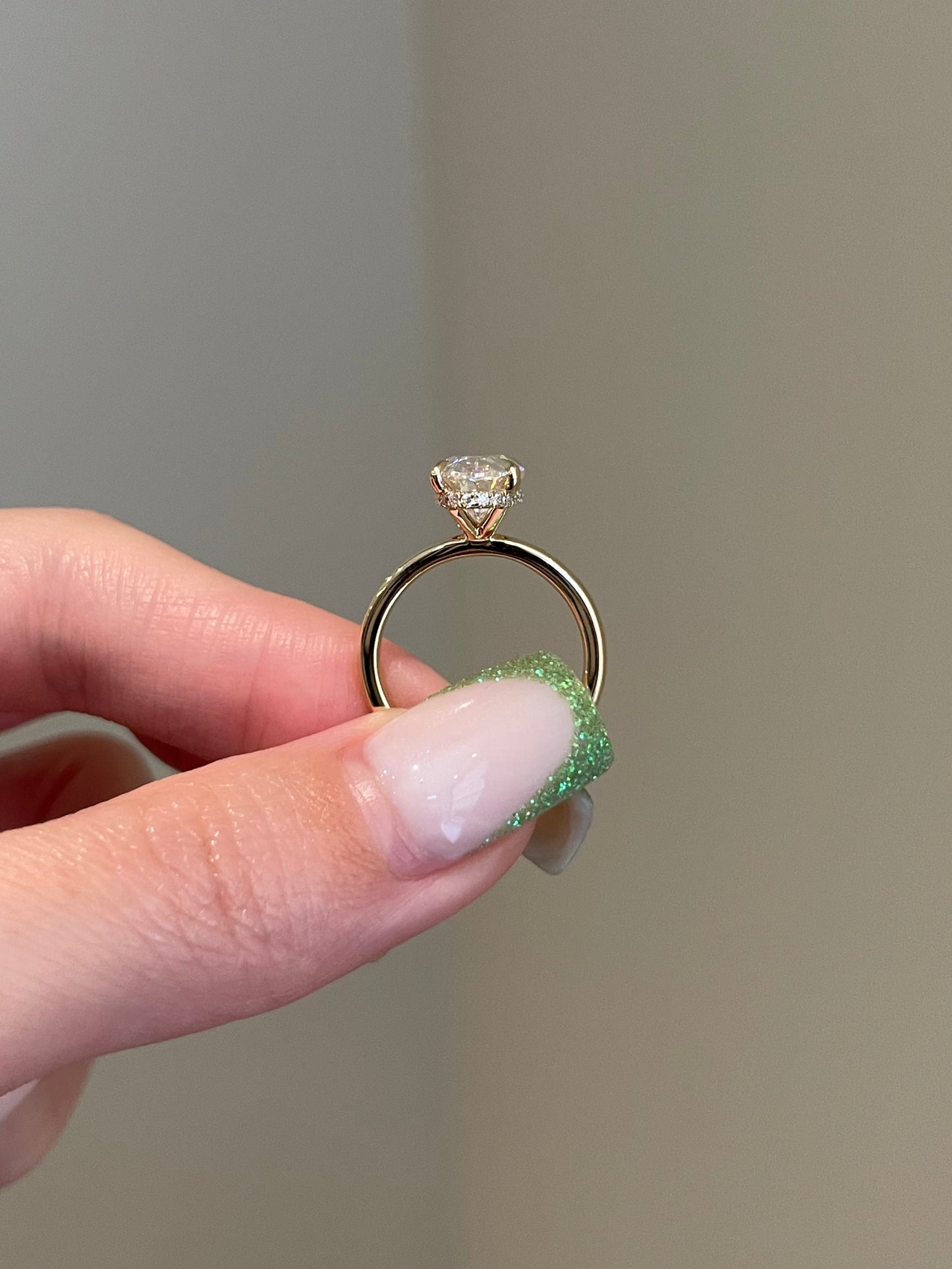 The Rheanna Ring, 3.8 Carat, Elongated Oval, Crushed Ice Hybrid