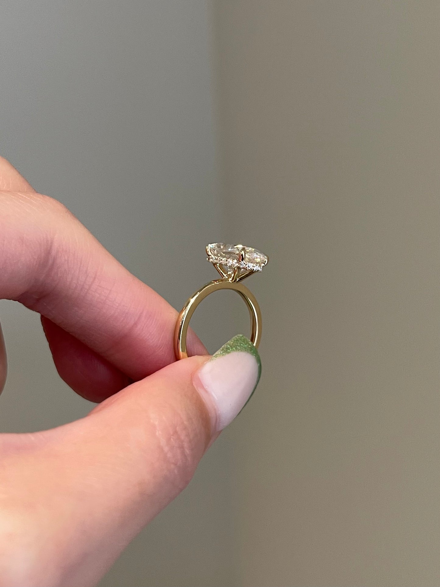 The Rheanna Ring, 3.8 Carat, Elongated Oval, Crushed Ice Hybrid