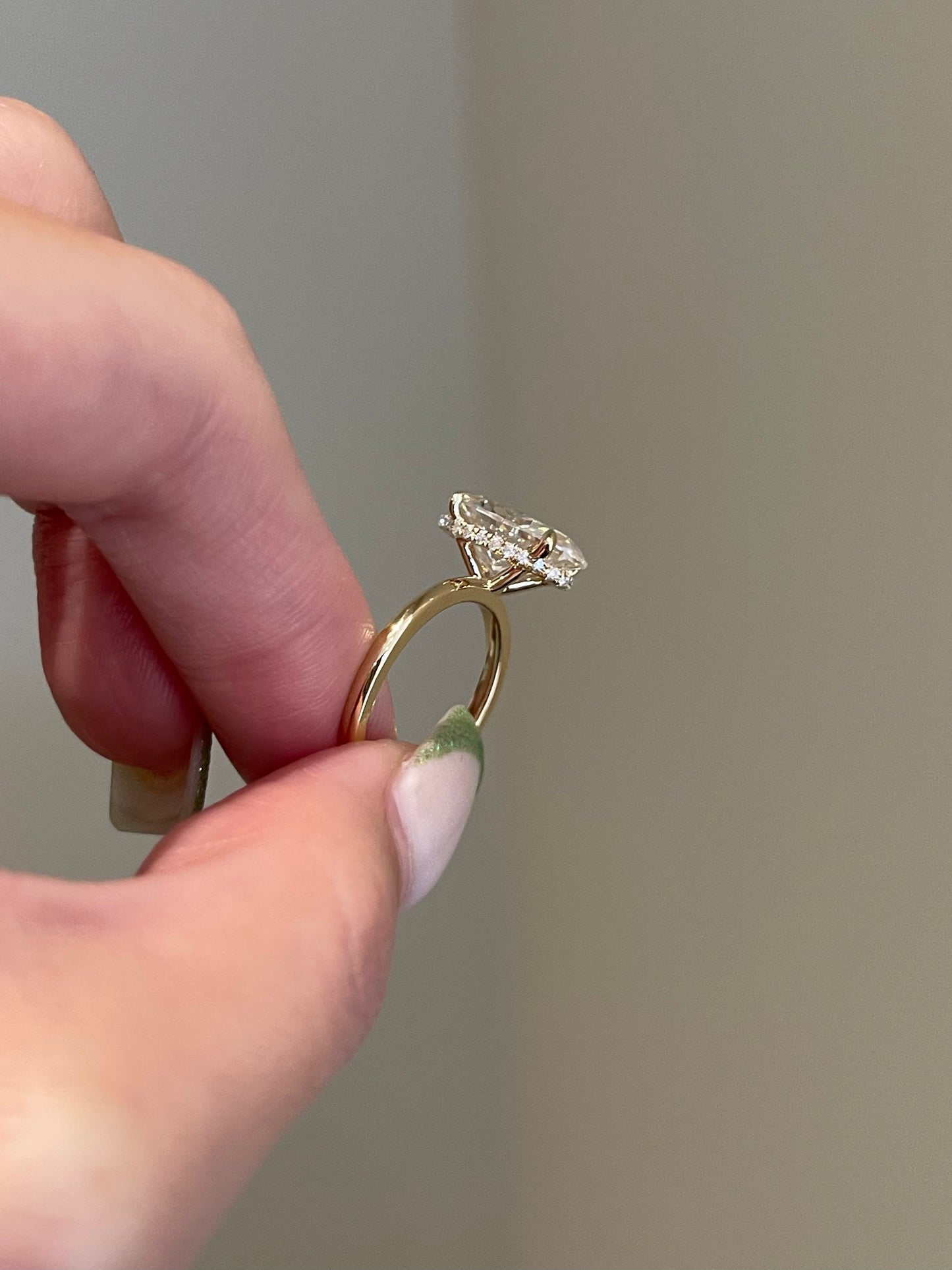 The Rheanna Ring, 3.8 Carat, Elongated Oval, Crushed Ice Hybrid