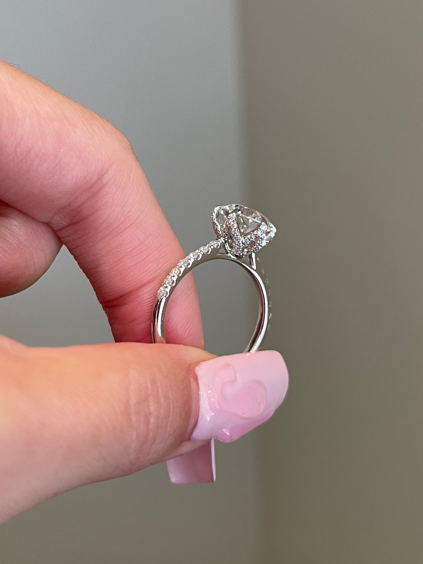 Brilliant Round Moissanite, Pavé Tulip, Cathedral