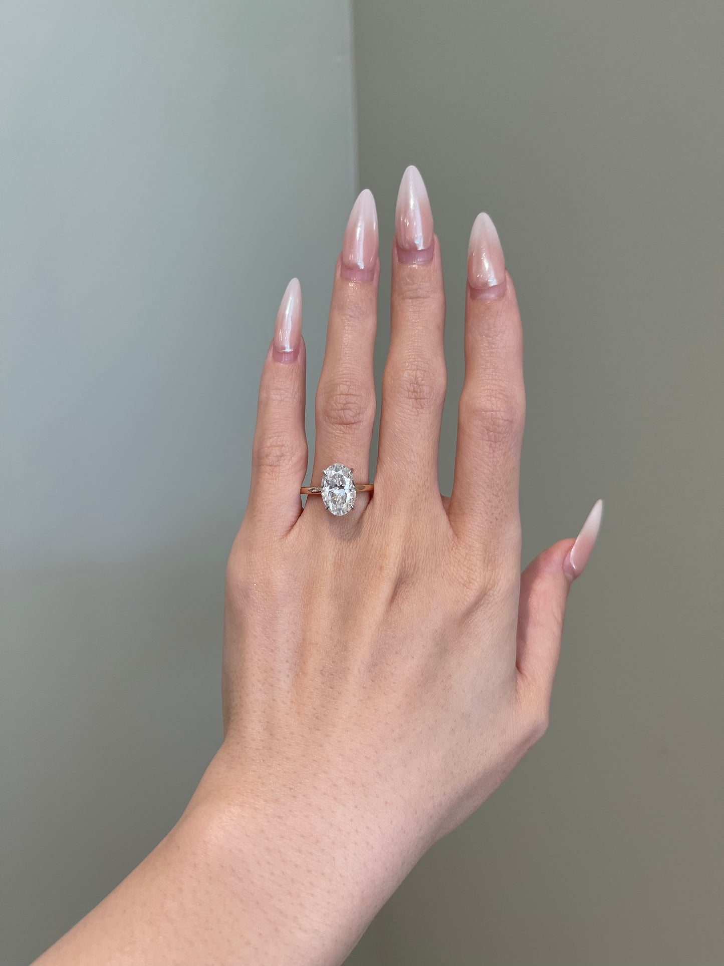 The Rheanna Ring, 4 Carat, Oval, Crushed Ice Hybrid w/ Pavé Basket