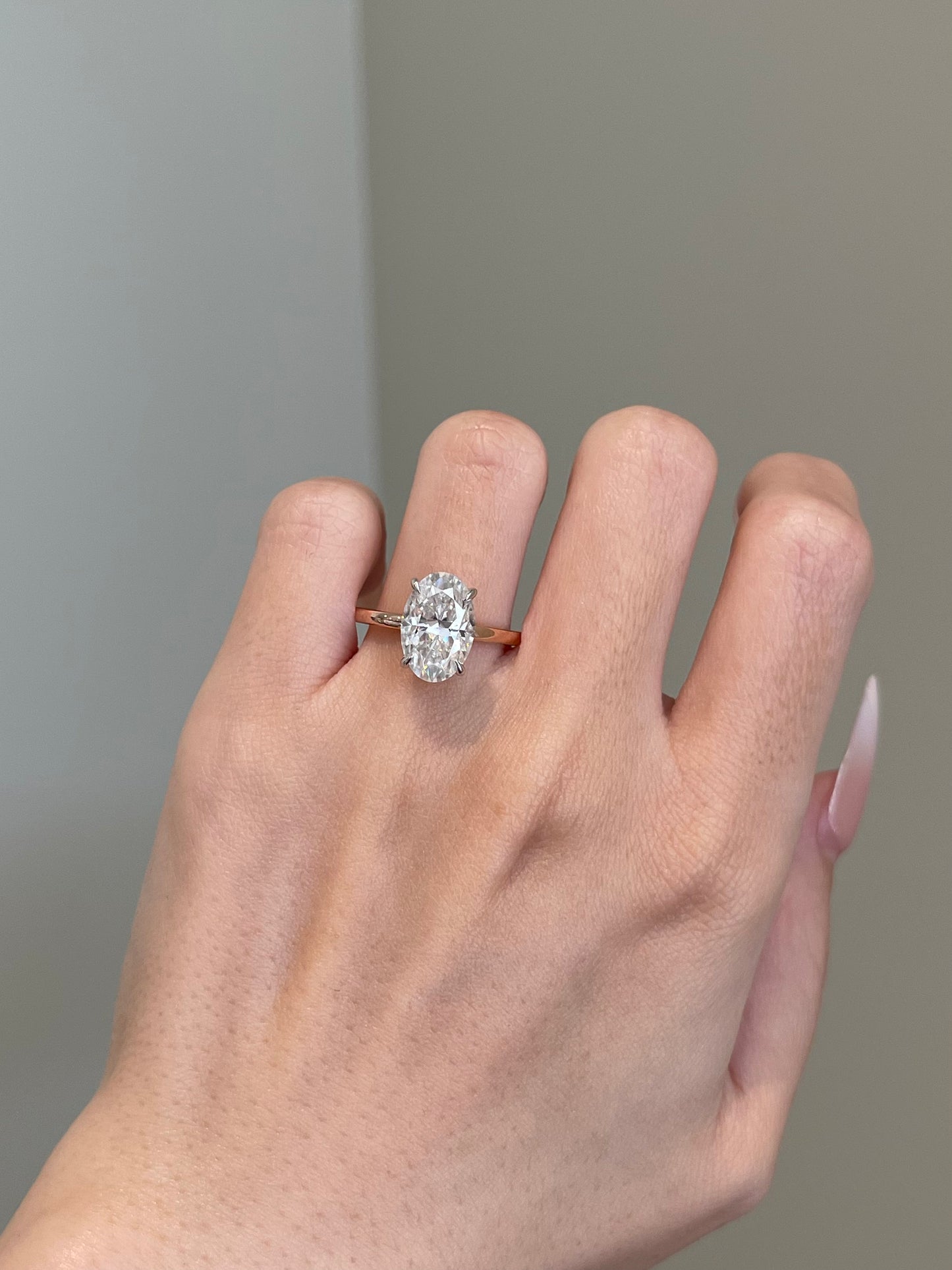 The Rheanna Ring, 4 Carat, Oval, Crushed Ice Hybrid w/ Pavé Basket