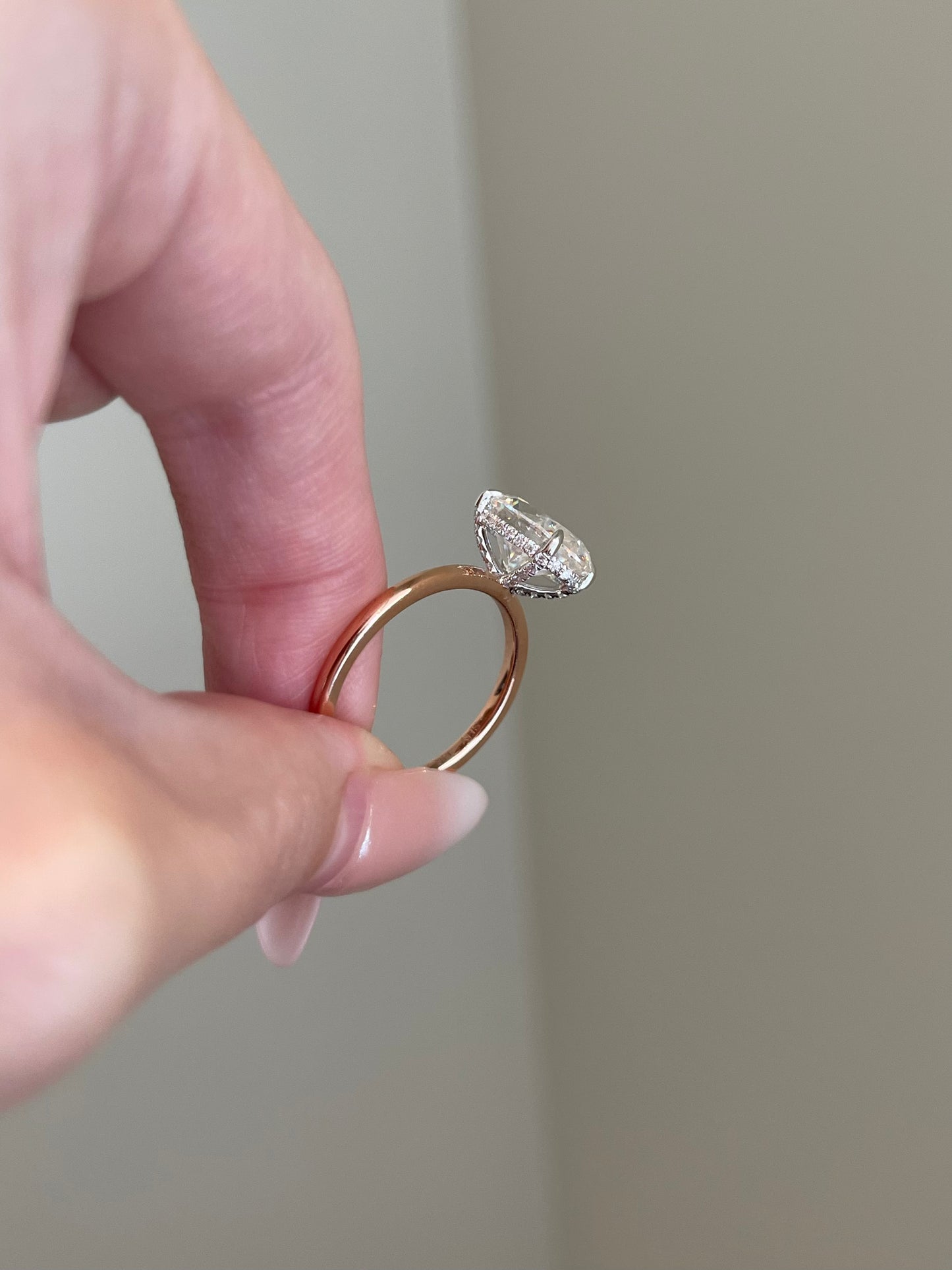 The Rheanna Ring, 4 Carat, Oval, Crushed Ice Hybrid w/ Pavé Basket