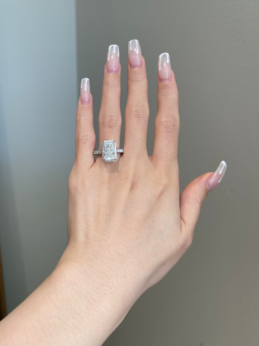 The Myra Ring, 4 Carat, Radiant, Crushed Ice