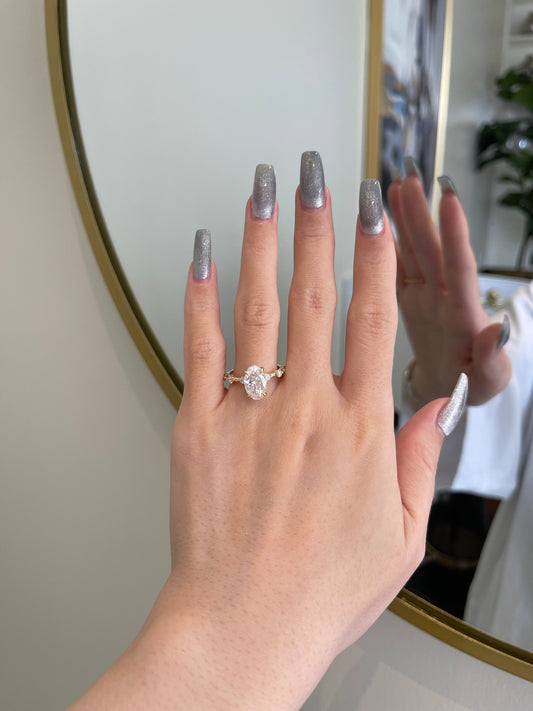The Stella Ring, 3 Carat, Oval, Crushed Ice Hybrid