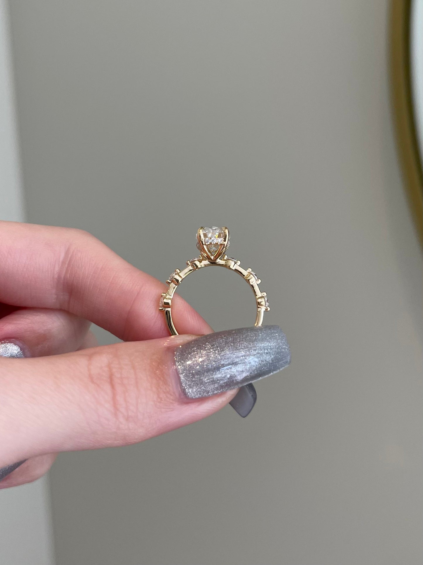 The Stella Ring, 3 Carat, Oval, Crushed Ice Hybrid, Platinum