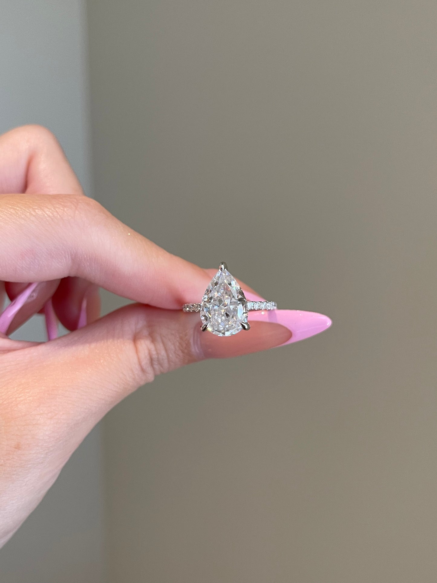 The Priscilla Ring, 5 Carat, Pear, Crushed Ice