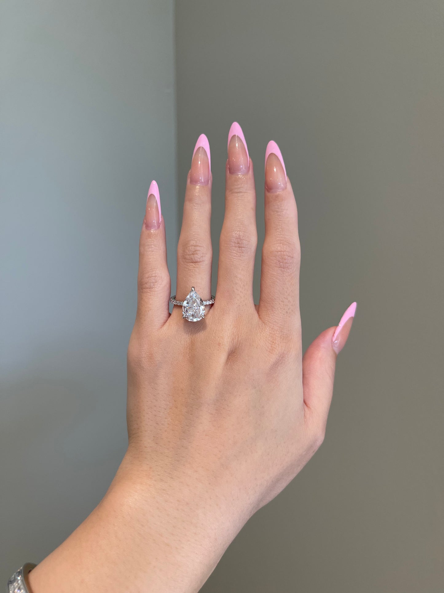 The Priscilla Ring, 5 Carat, Pear, Crushed Ice
