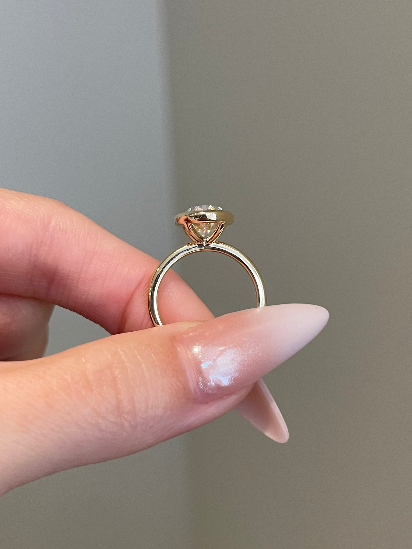3ct Oval Moissanite Bezel Solitaire Engagement Ring