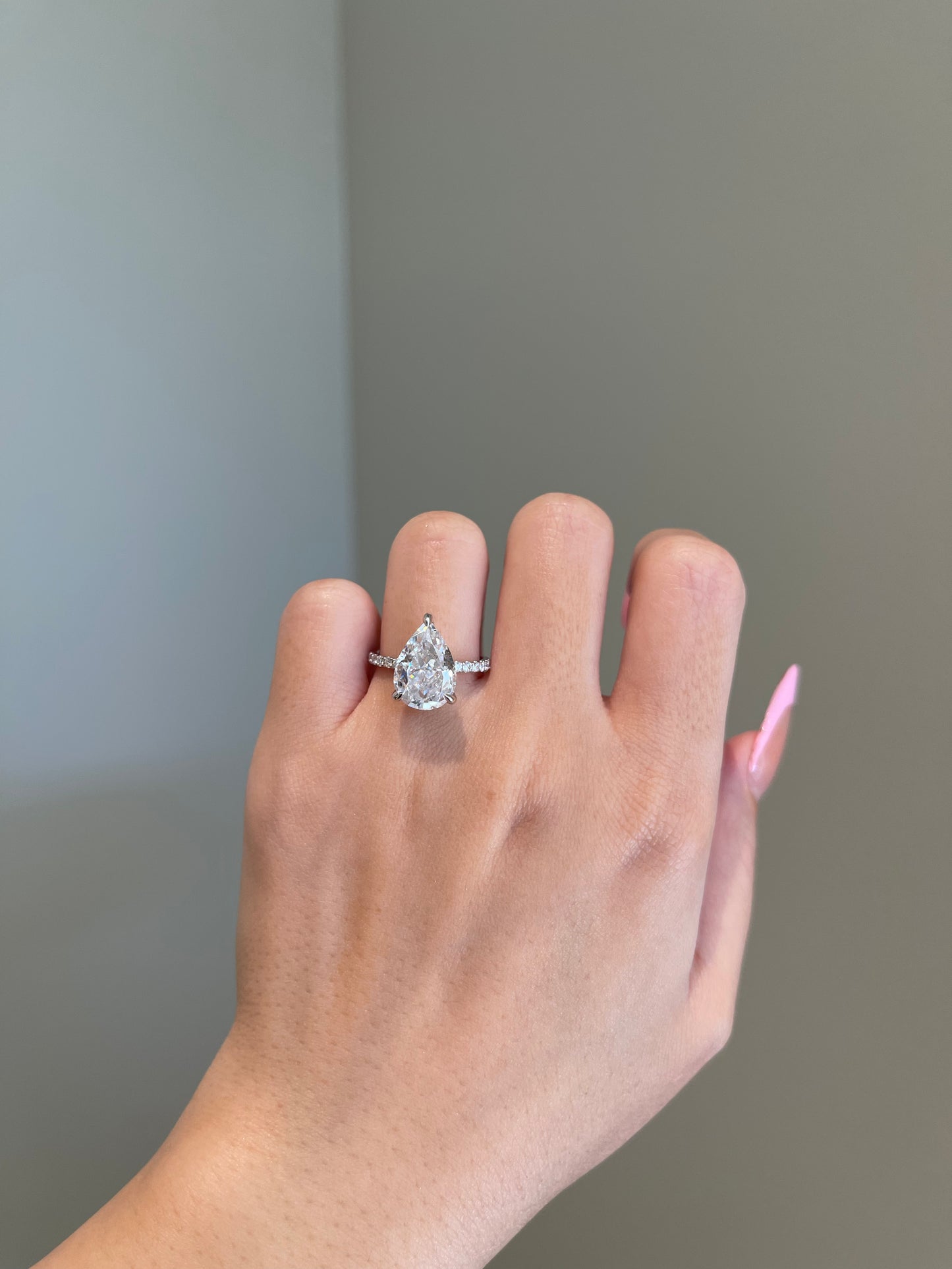 The Priscilla Ring, 5 Carat, Pear, Crushed Ice