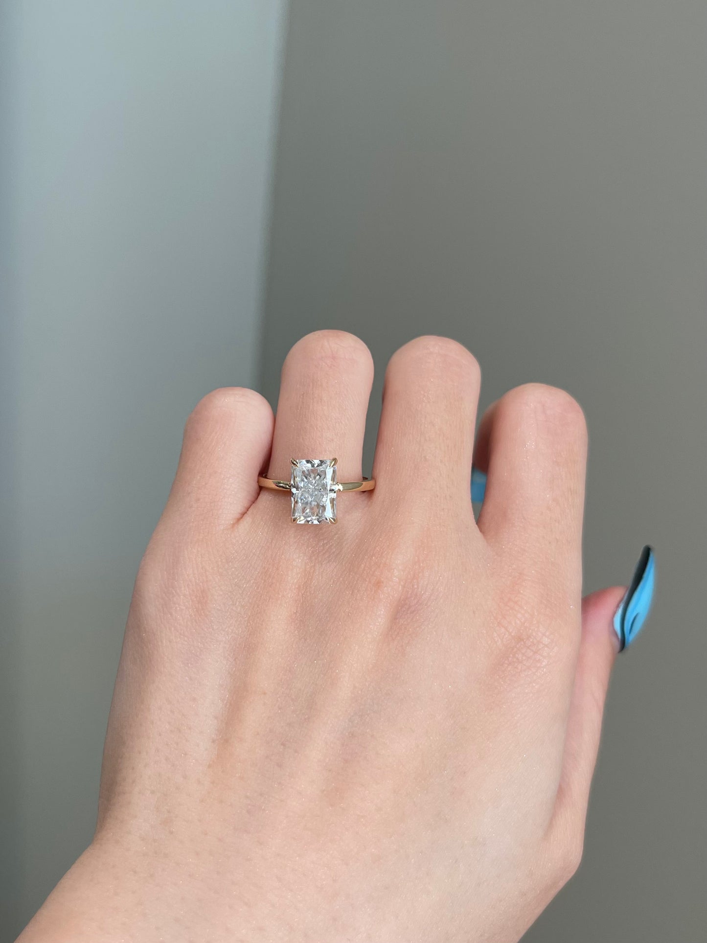 The Rheanna Ring, 3.2 Carat, Elongated Radiant, Crushed Ice