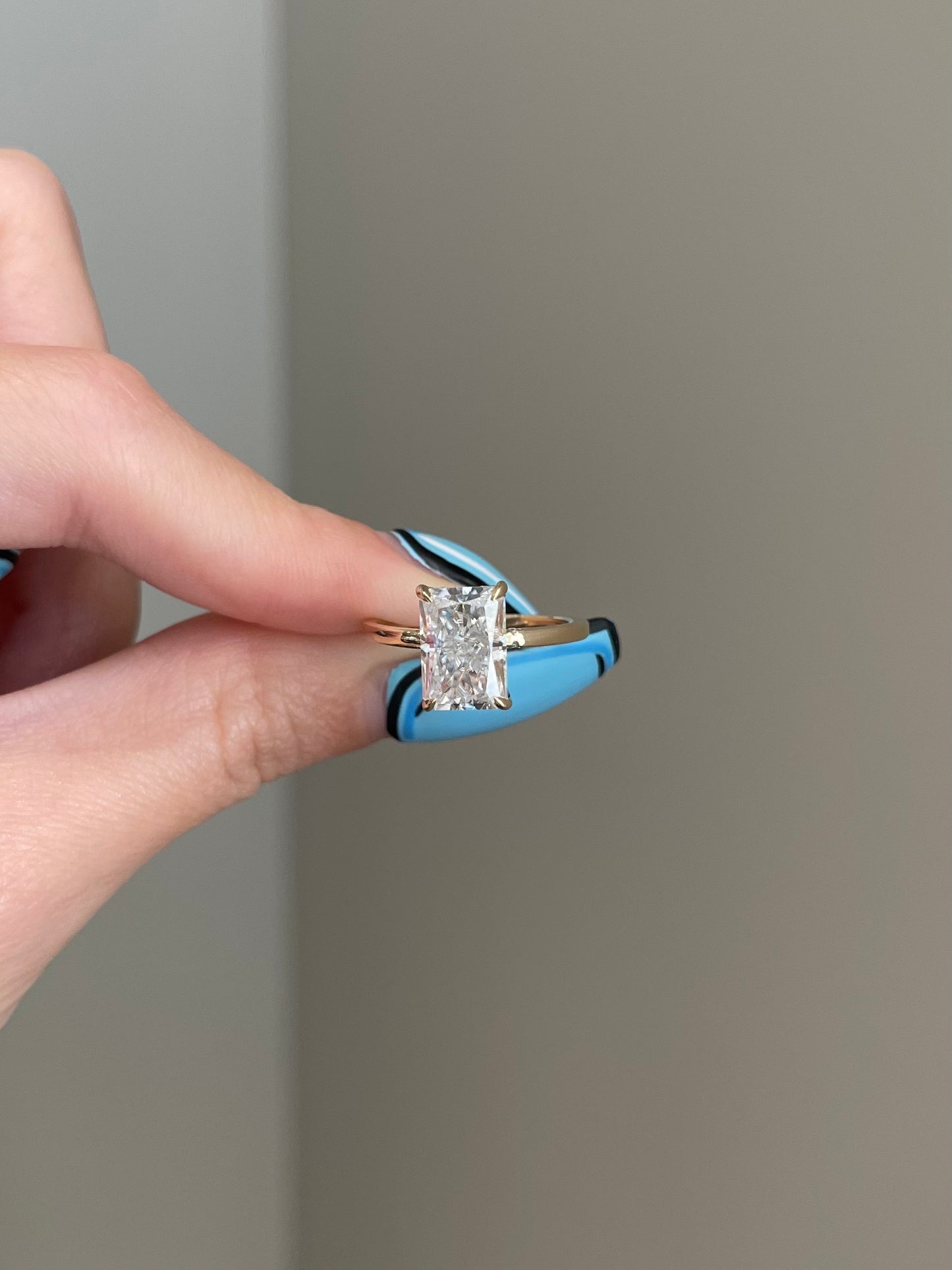 The Rheanna Ring, 3.2 Carat, Elongated Radiant, Crushed Ice