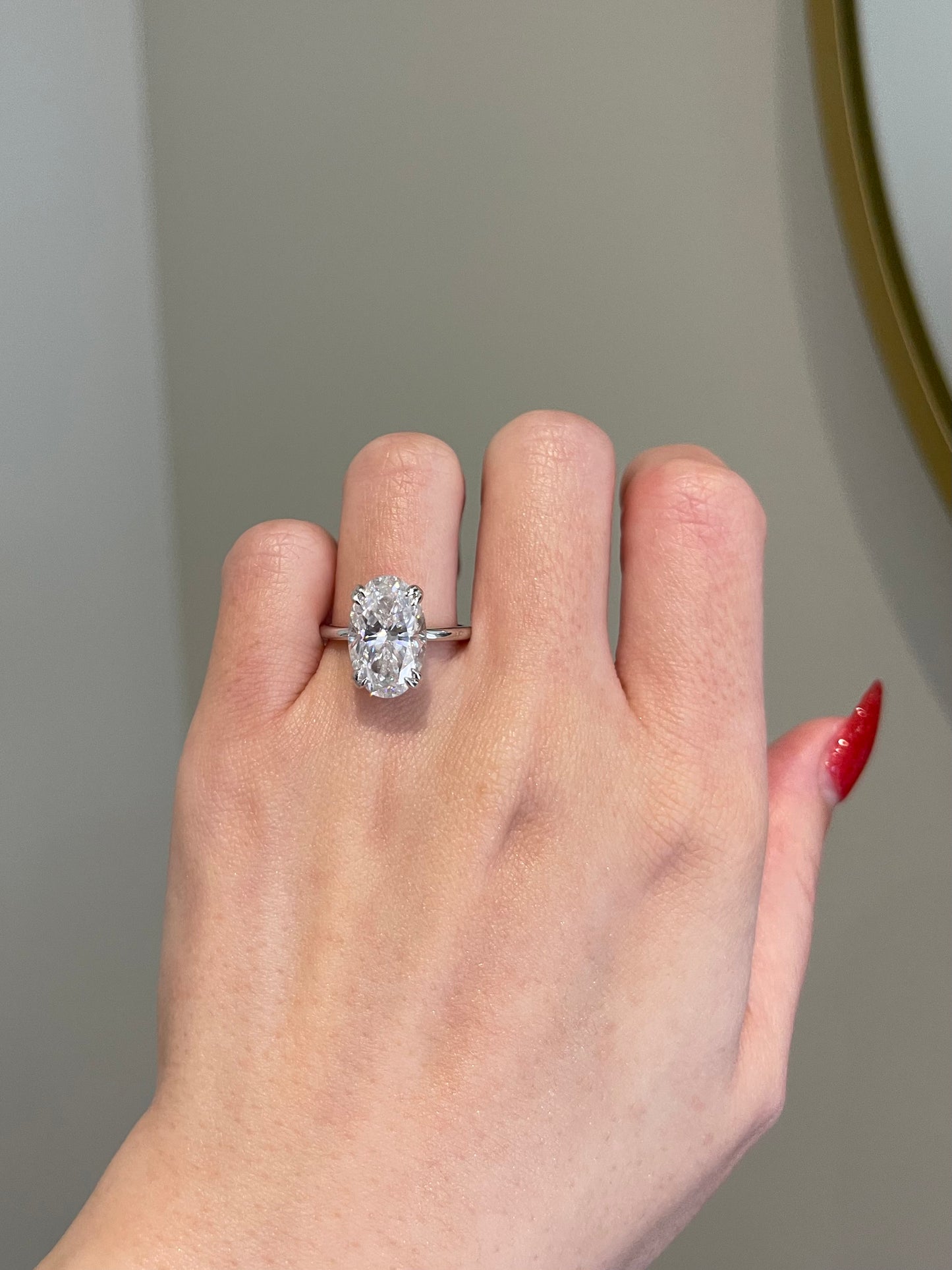 The Monica Ring, 7 Carat, Oval, Crushed Ice Hybrid