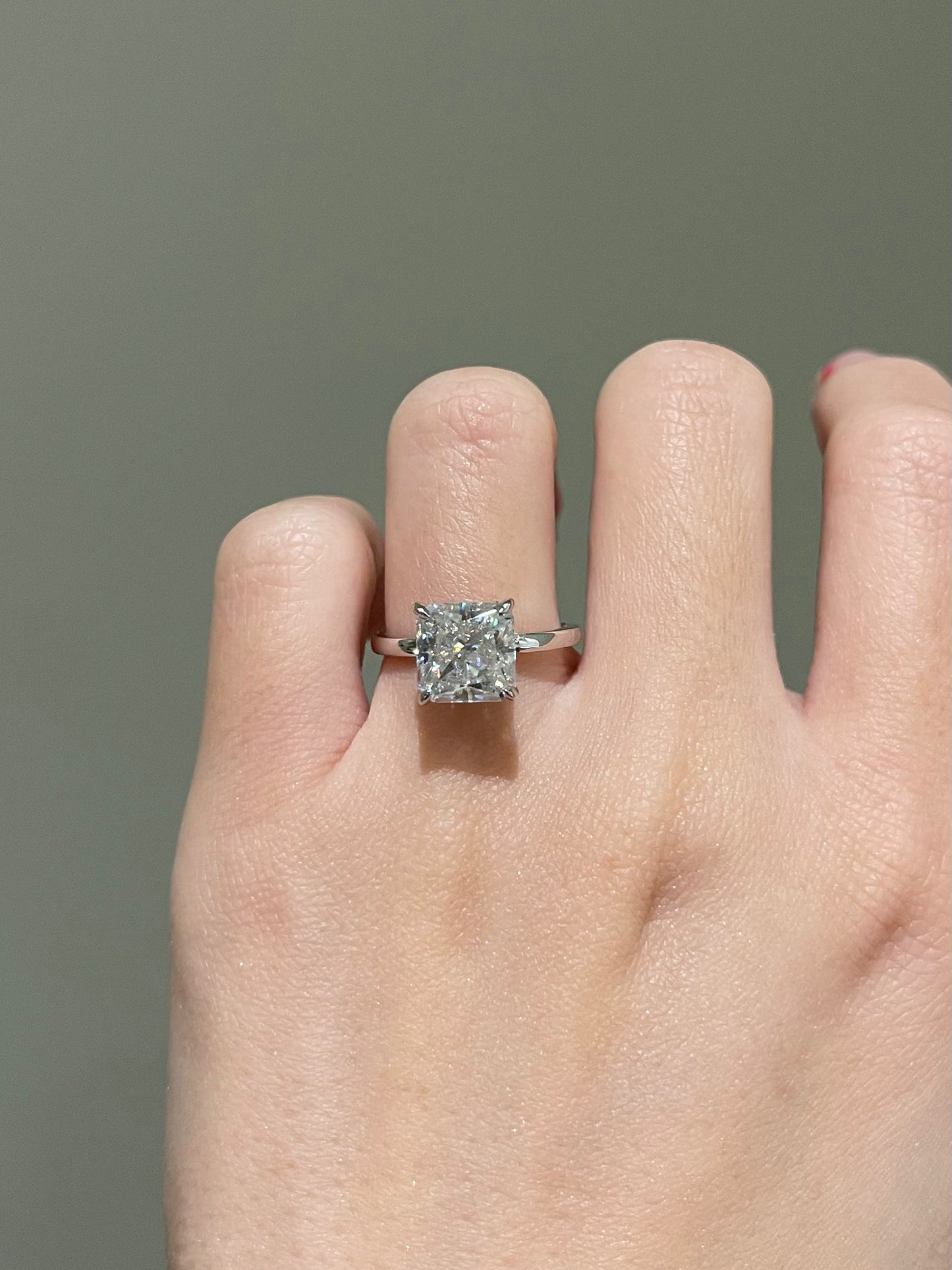 The Rheanna Ring, 3 Carat, Square Radiant, Crushed Ice