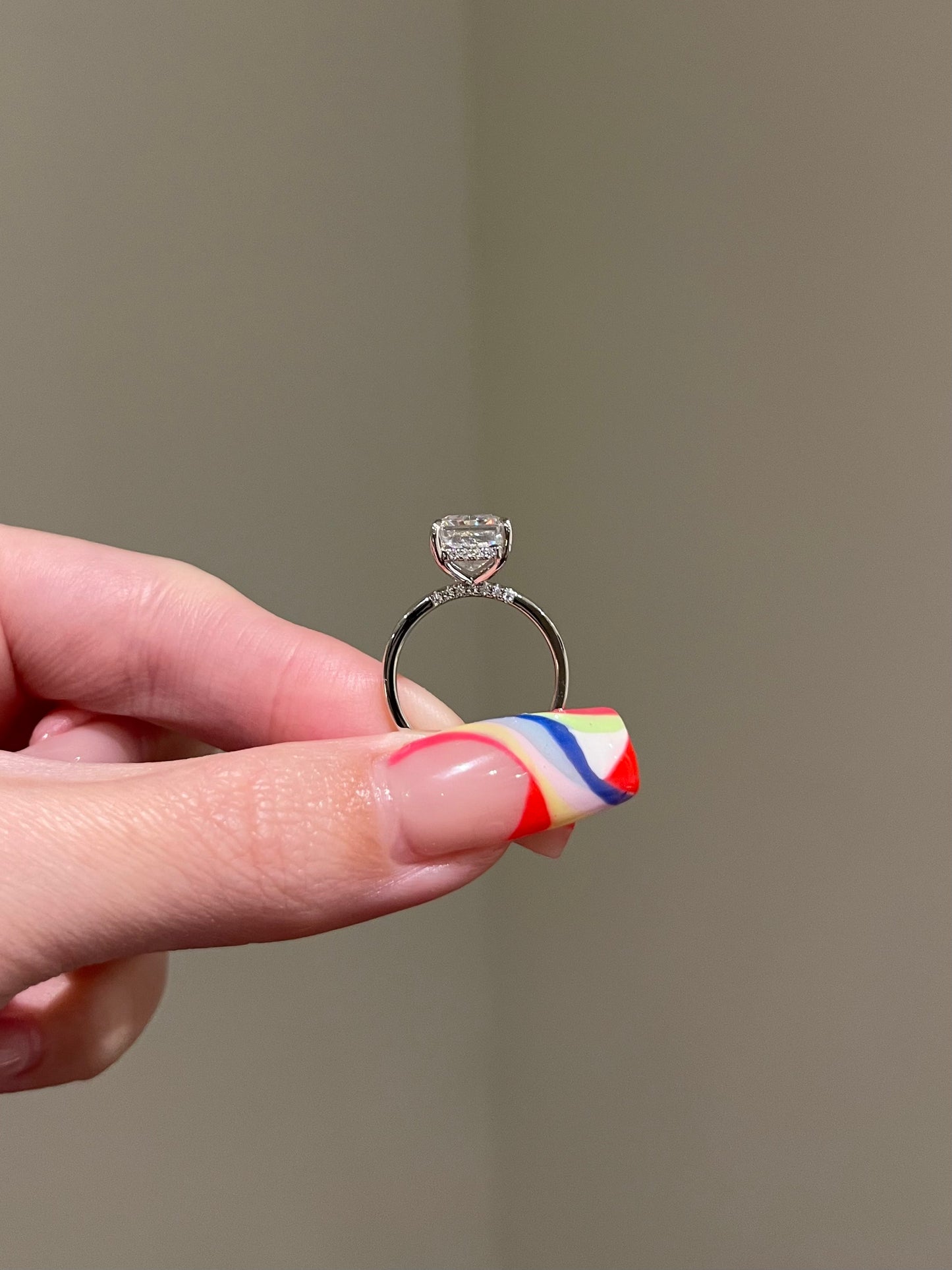 The Rheanna Ring, 3 Carat, Square Radiant, Crushed Ice