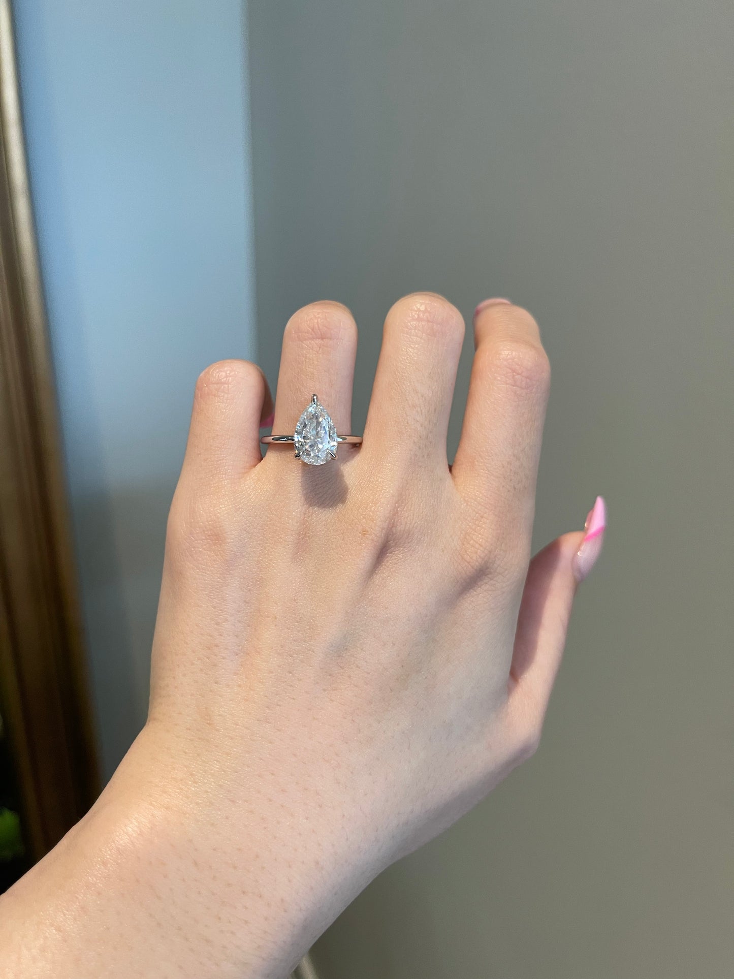 The Hailey Ring, 3 Carat, Pear, Crushed Ice