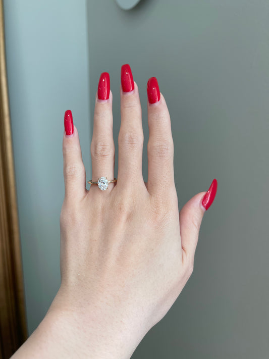 The Savannah Ring, 1.5 Carat, Oval, Crushed Ice Hybrid