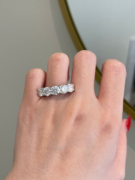 Brilliant Round Moissanite U Shaped Halfway Wedding Band