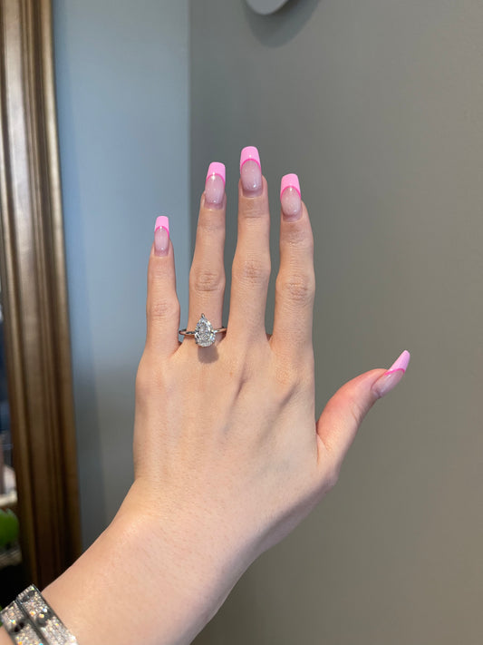 The Hailey Ring, 3 Carat, Pear, Crushed Ice