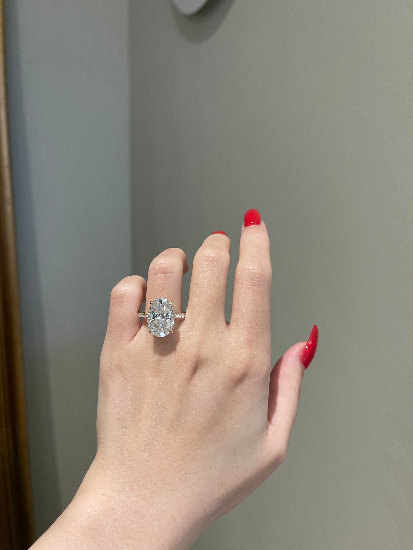 The Ellie Ring, 10 Carat, Oval, Crushed Ice Hybrid, Lab Diamonds Side Stone