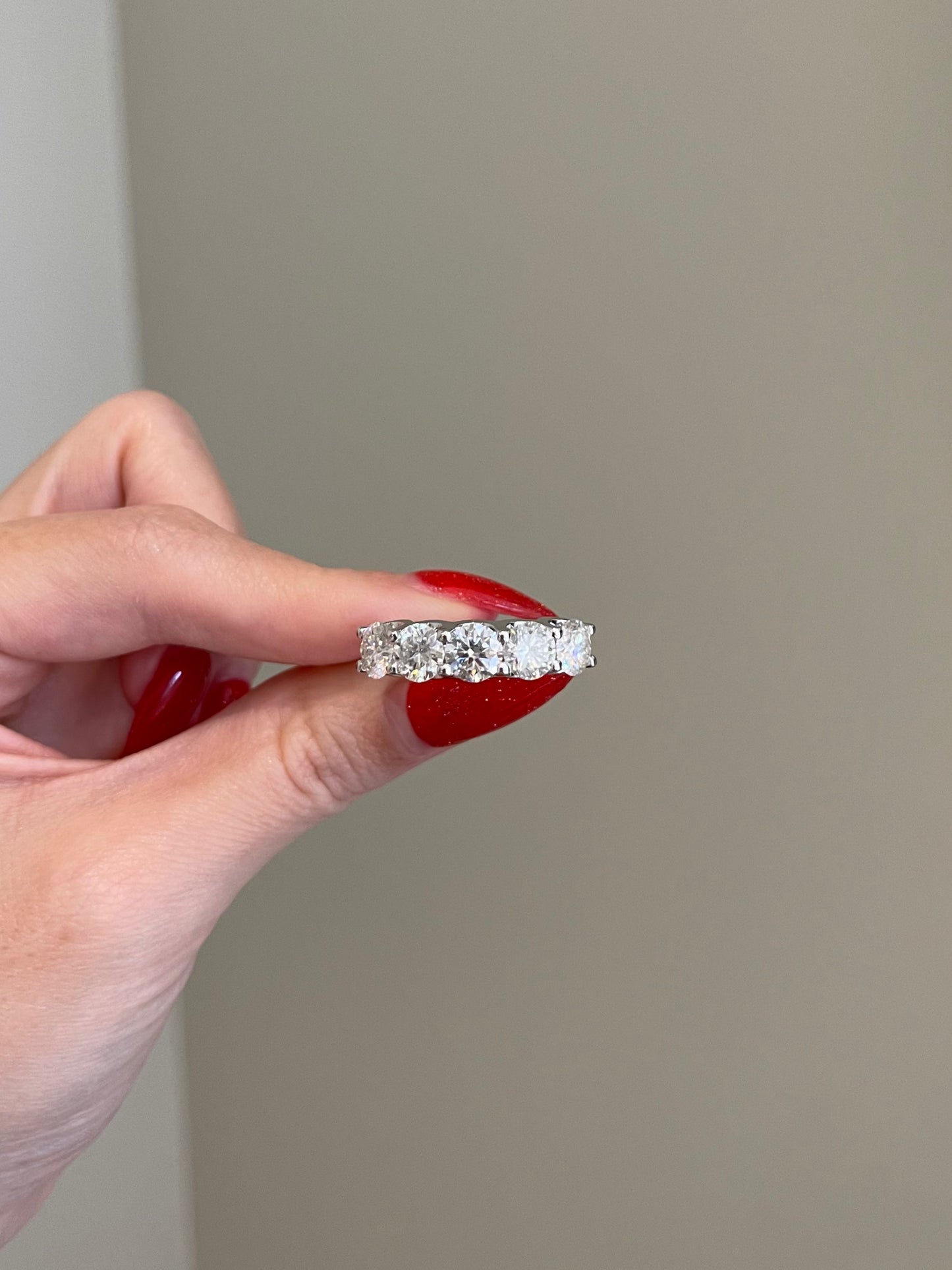 Brilliant Round Moissanite U Shaped Halfway Wedding Band