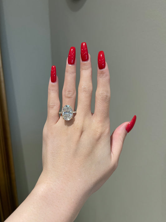 The Ellie Ring, 10 Carat, Oval, Crushed Ice Hybrid, Lab Diamonds Side Stone