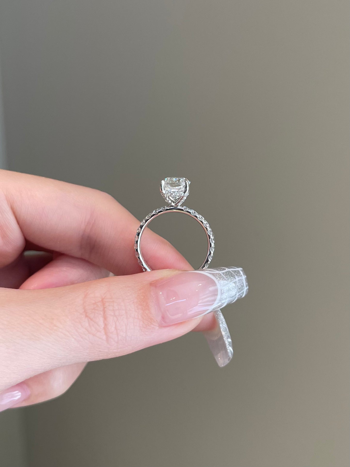 The Priscilla Ring, 3 Carat, Elongated Cushion, Crushed Ice