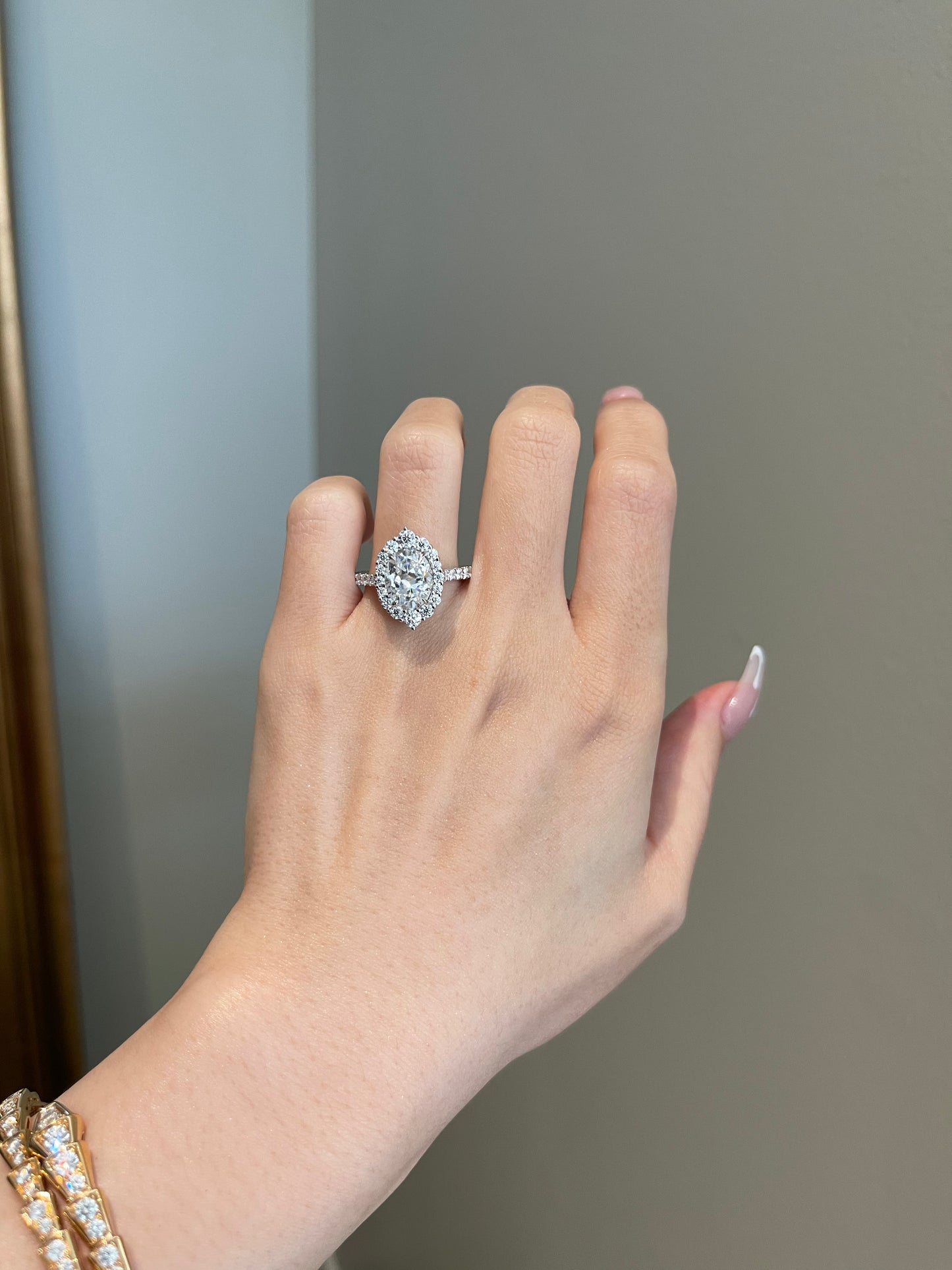 The Melissa Ring, 3 Carat, Oval, Crushed Ice Hybrid