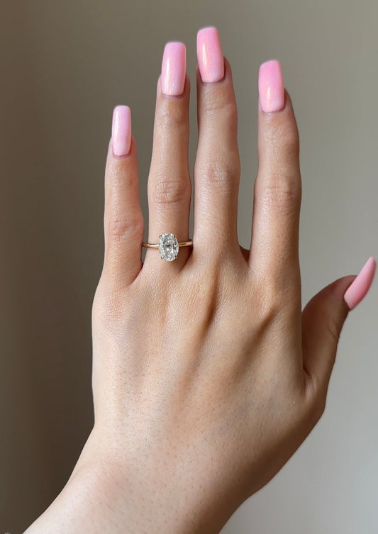 The Rheanna Ring, 2 Carat, Oval, Crushed Ice Hybrid