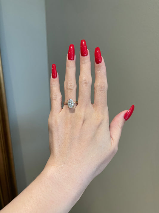 The Rheanna Ring, 2.5 Carat, Oval, Crushed Ice Hybrid