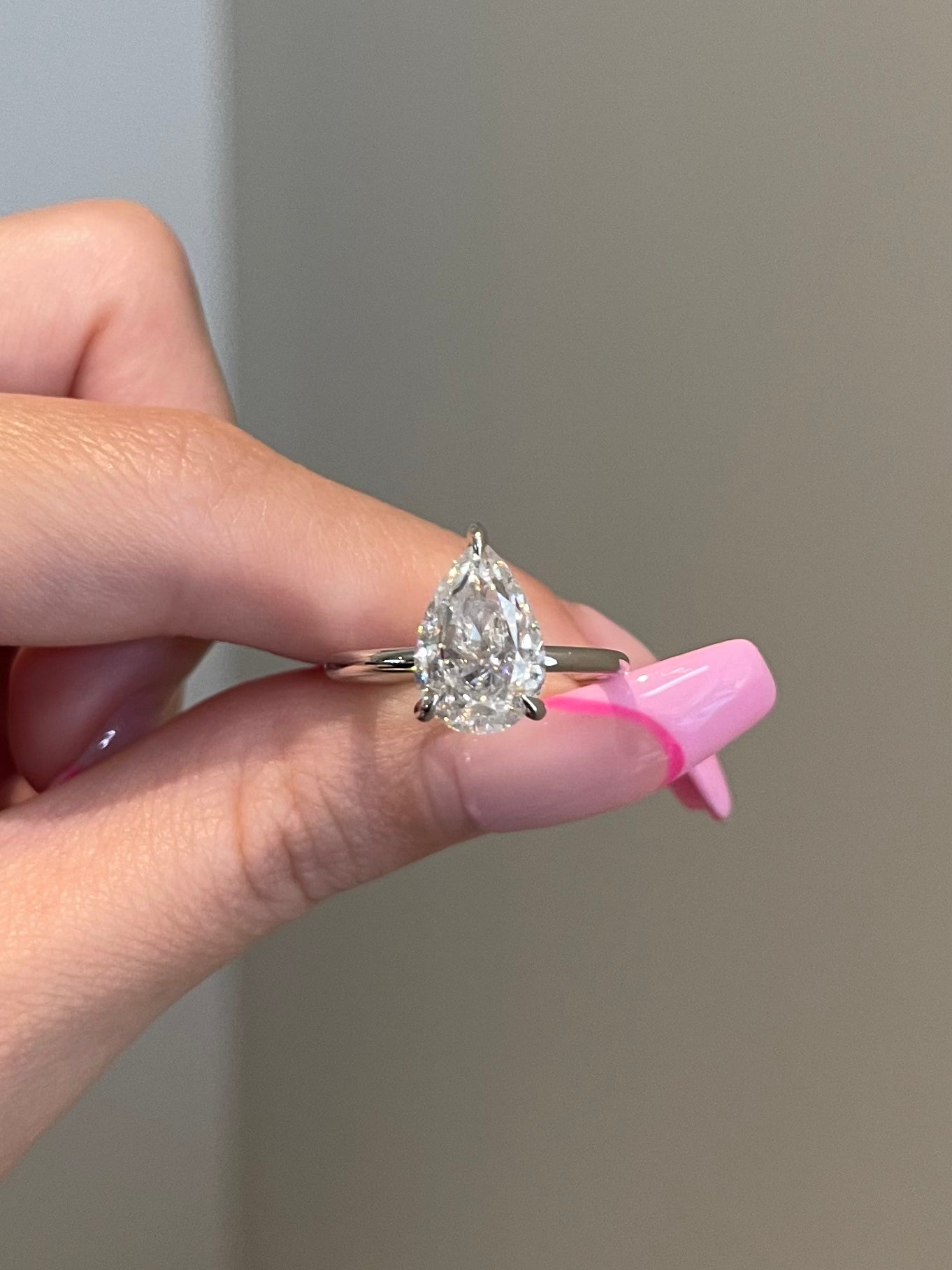 The Hailey Ring, 3 Carat, Pear, Crushed Ice