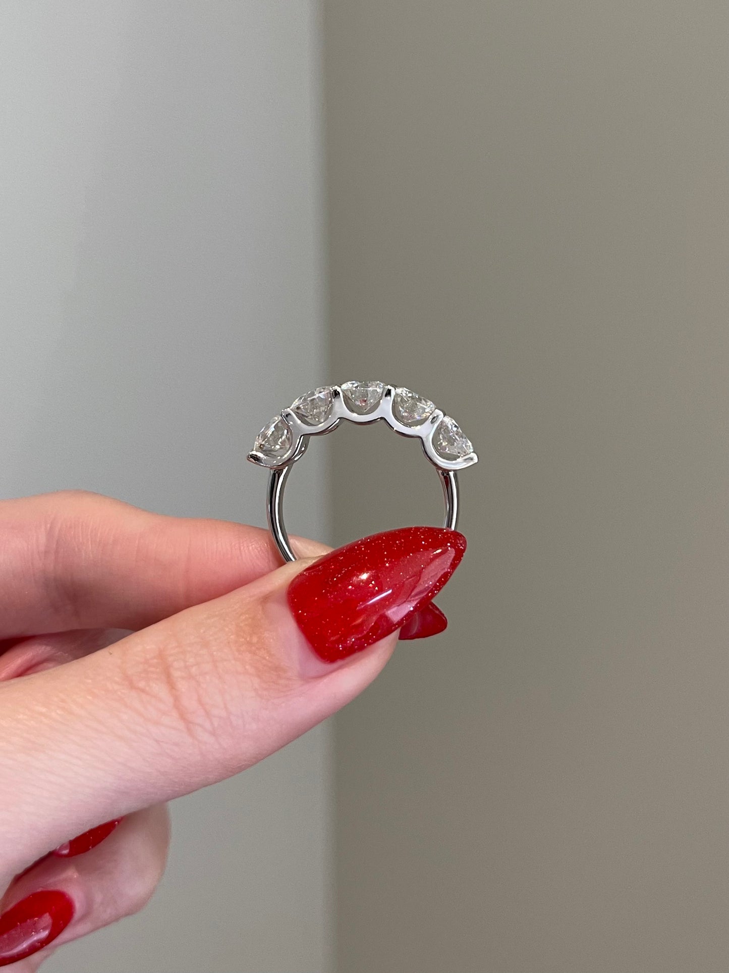 Brilliant Round Moissanite U Shaped Halfway Wedding Band