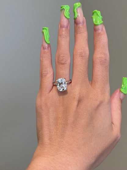 Brilliant Elongated Cushion Moissanite, Gallery Rail, Solitaire