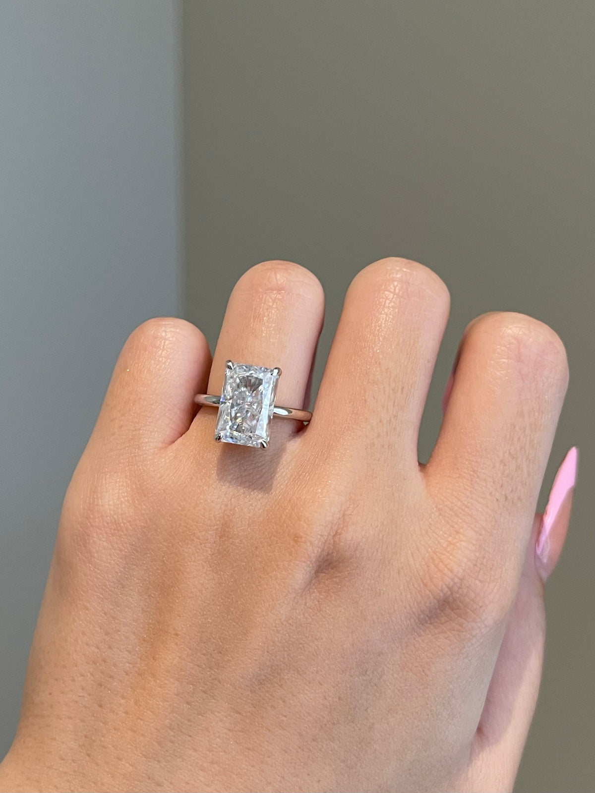 The Savannah Ring 5 Carat Radiant Crushed Ice SHY MOISSANITE
