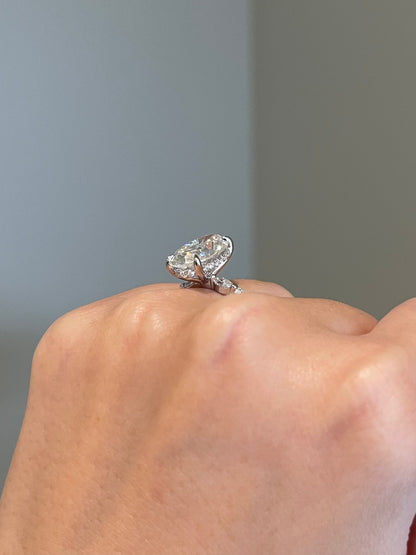 Brilliant Oval Moissanite, Hidden Halo, Pavé