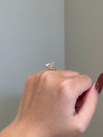 The Emma Ring, 5 Carat, Elongated Cushion, Crushed Ice Hybrid