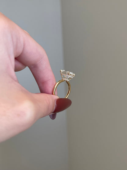 The Emma Ring, 5 Carat, Elongated Cushion, Crushed Ice Hybrid