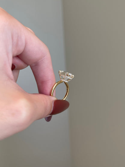 The Emma Ring, 5 Carat, Elongated Cushion, Crushed Ice Hybrid