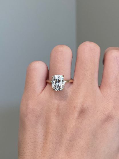 Brilliant Cushion Moissanite, Hidden Halo, Solitaire