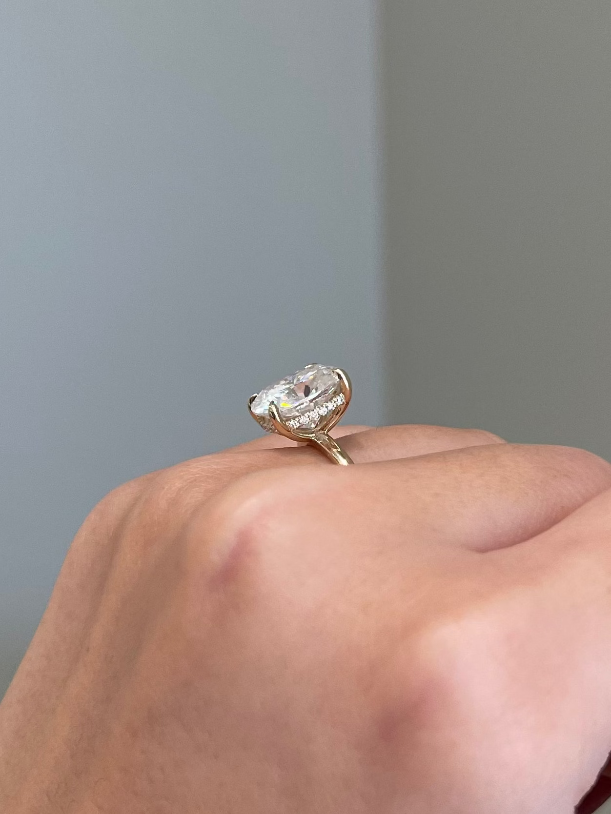 Brilliant Cushion Moissanite, Hidden Halo, Solitaire