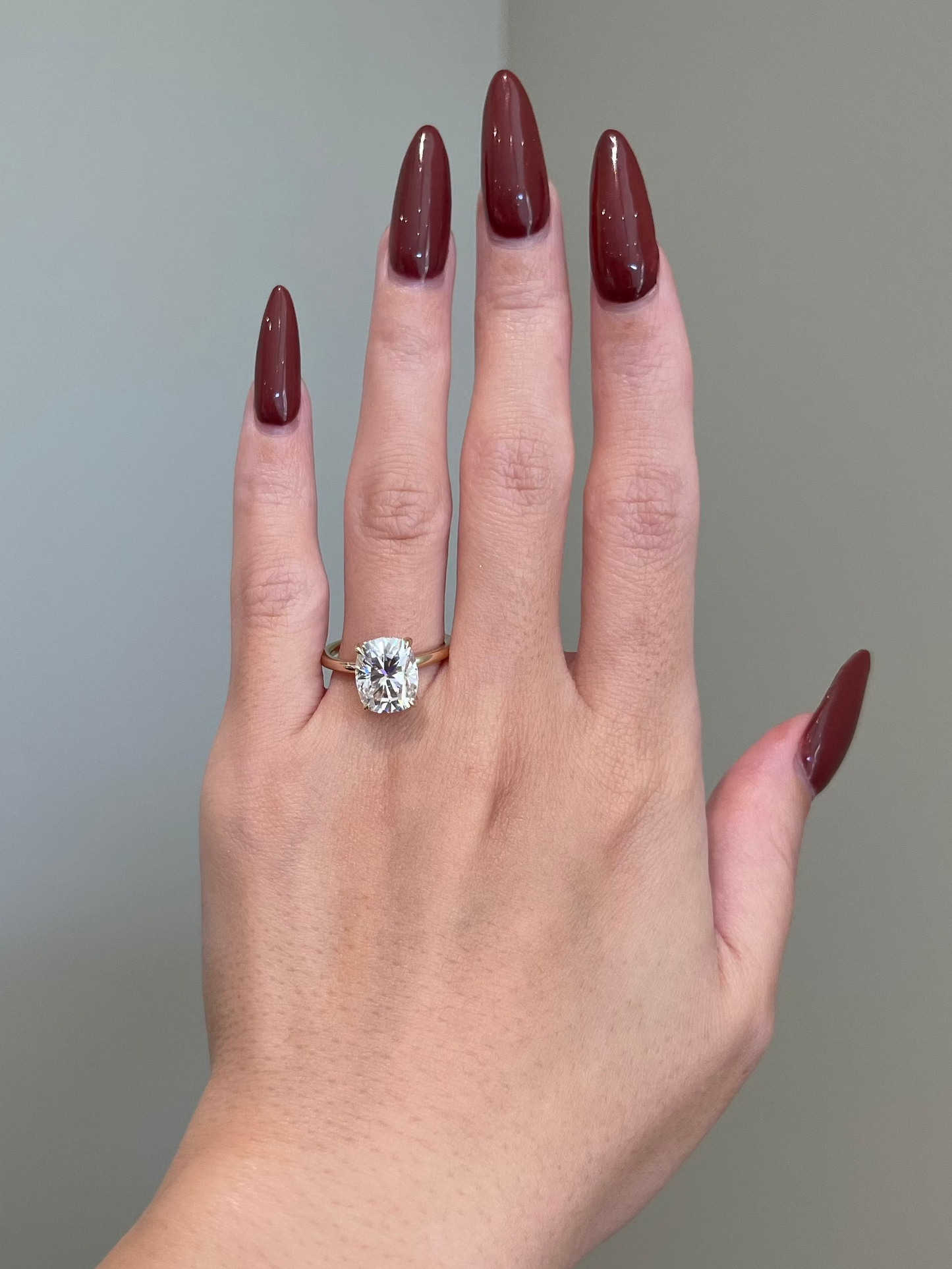 Brilliant Cushion Moissanite, Hidden Halo, Solitaire