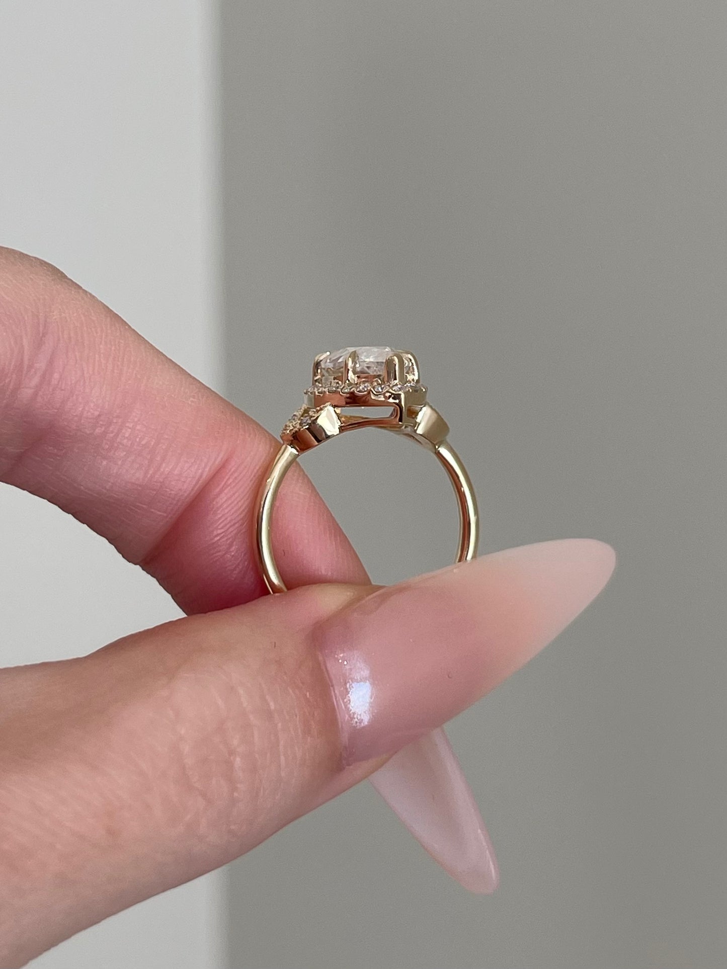 Brilliant Marquise Moissanite, Halo, Art Deco