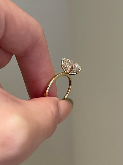 Brilliant Cushion Moissanite, Hidden Halo, Solitaire
