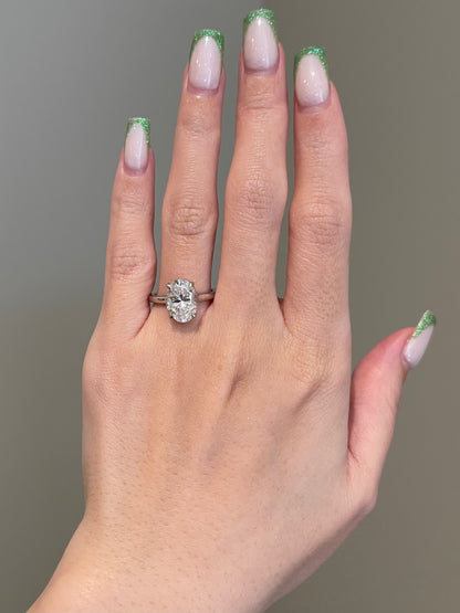 Brilliant Oval Moissanite, Solitaire, Low Profile