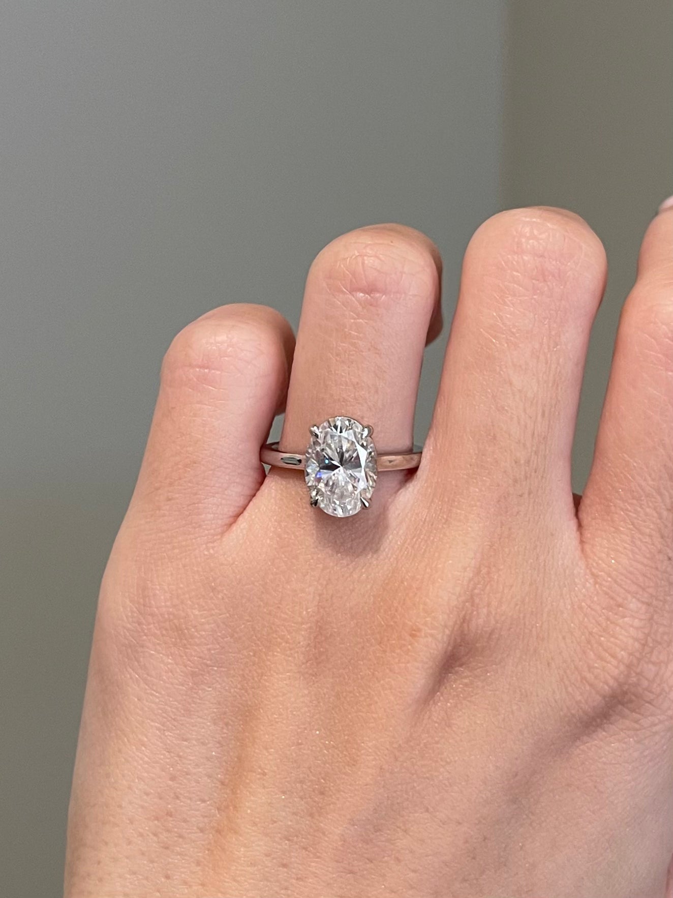 Brilliant Oval Moissanite, Solitaire, Low Profile