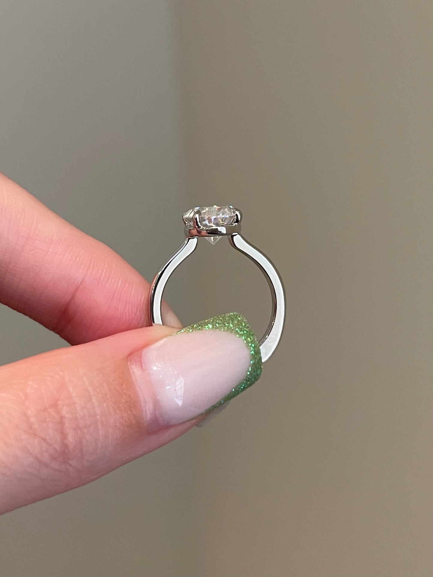Brilliant Oval Moissanite, Solitaire, Low Profile