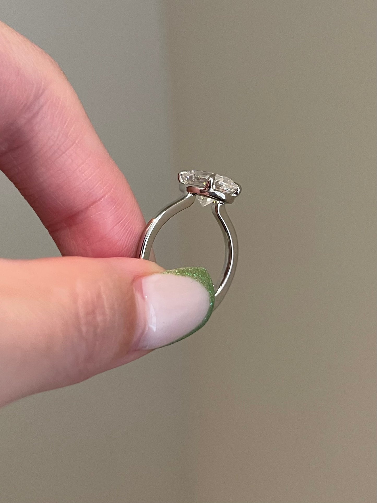 Brilliant Oval Moissanite, Solitaire, Low Profile
