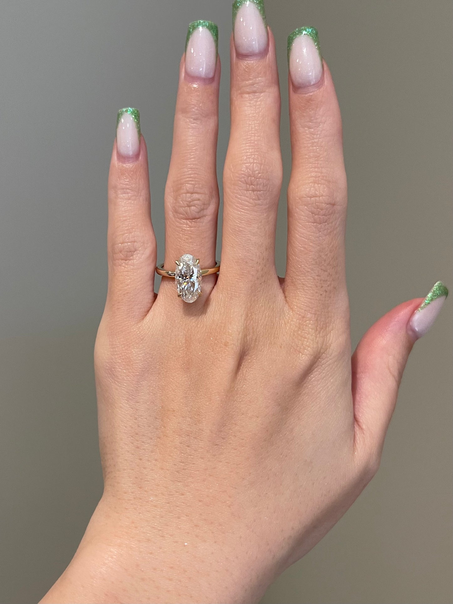 Hybrid Moval Moissanite, Invisible Wrap, Solitaire