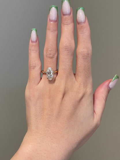 Hybrid Moval Moissanite, Invisible Wrap, Solitaire